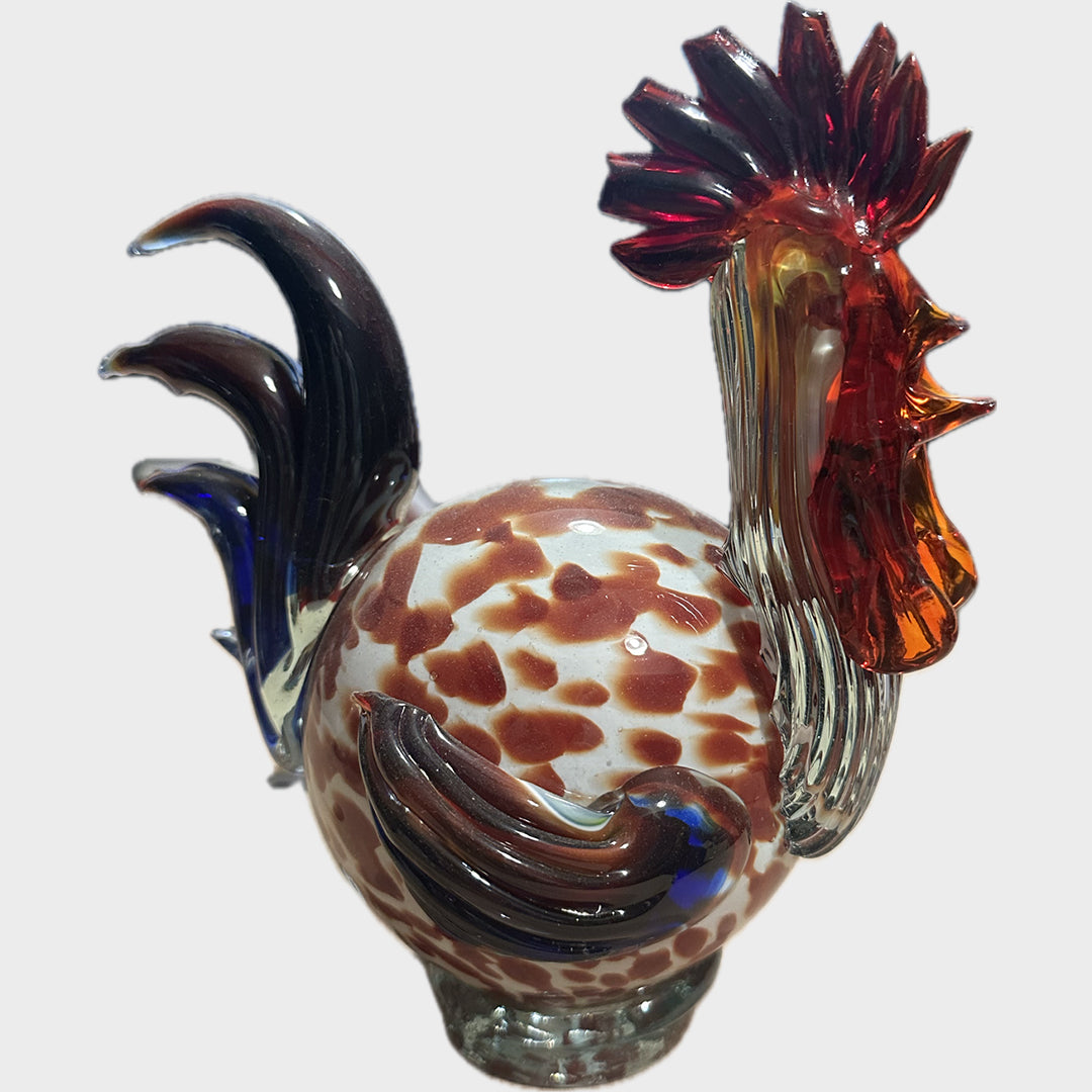 İtalyan Murano üfleme cam horoz biblosu