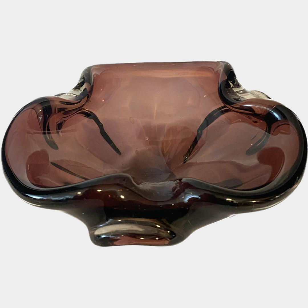 İtalyan Murano vintage mor renkli küllük veya dekoratif obje