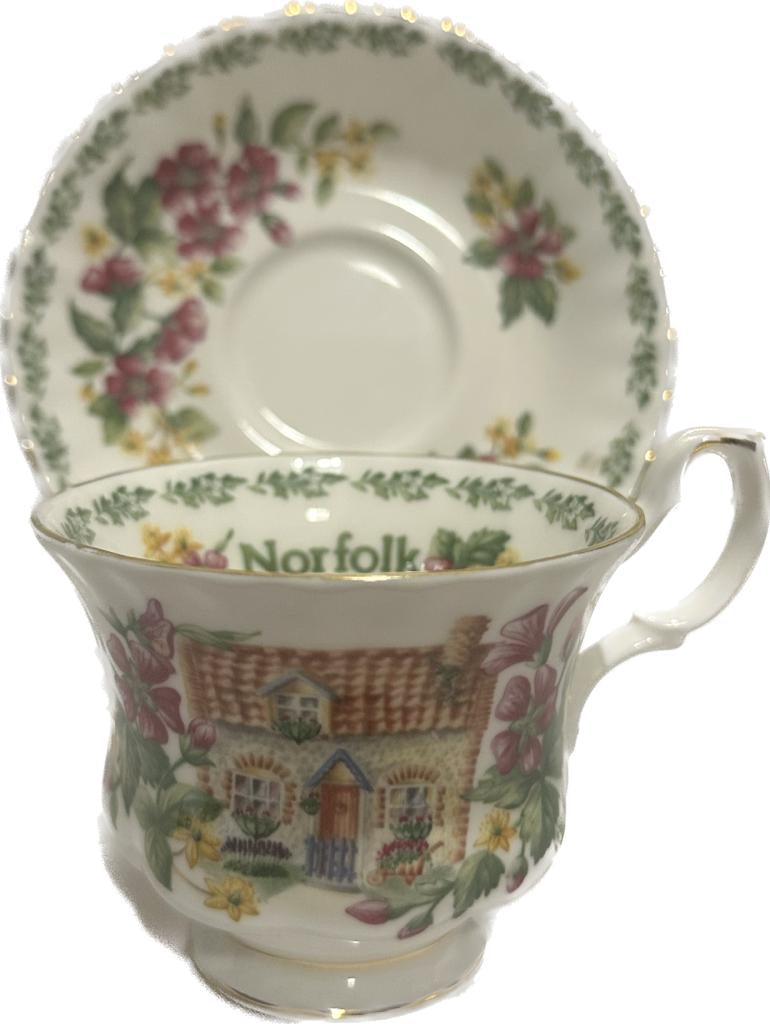 İngiliz Royal Albert İngiliz evleri serisine özel norfolk porselen çay fincanı