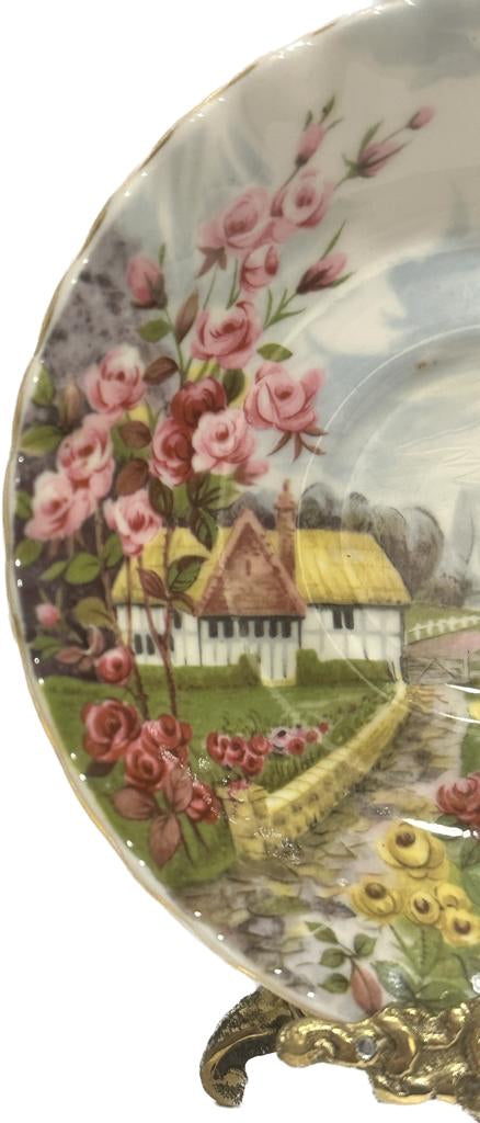 İngiliz Royal Albert Country Scenes serisi için Rose Cottage çay fincanı