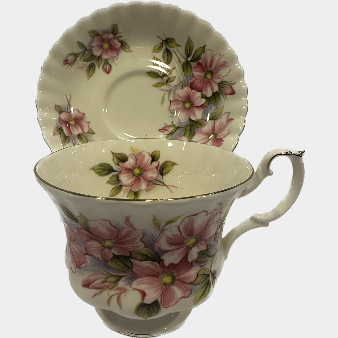 İngiliz Royal Albert wild rose serisi porselen çay fincanı