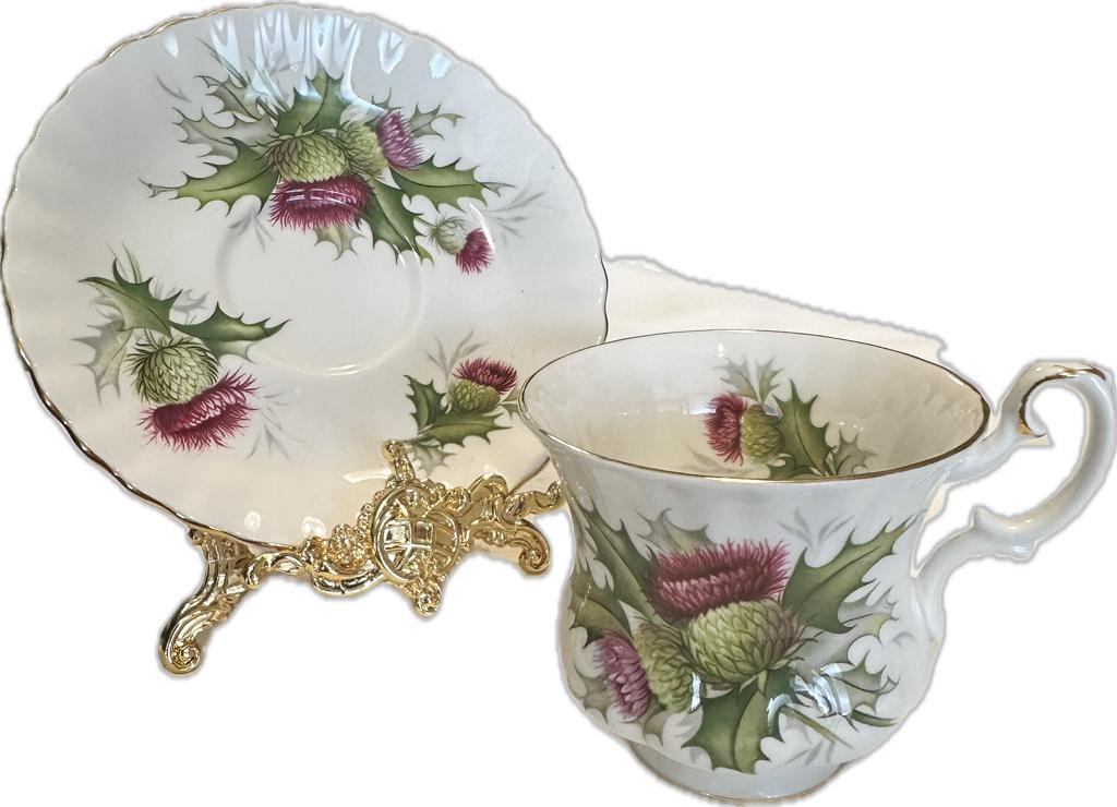 İngiliz Royal Albert Highland Thistle duble kahve fincanı